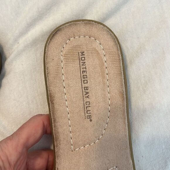 Montego Bay size 81/2 W comfy tan and brown slide sandals look new - Picture 16 of 17